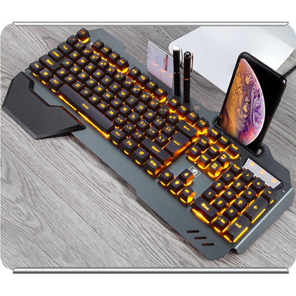 ErgonomicWired Gaming Keyboard with RGB Backlight Phone Holder - Hot&General Store