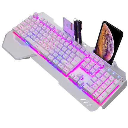 ErgonomicWired Gaming Keyboard with RGB Backlight Phone Holder - Hot&General Store