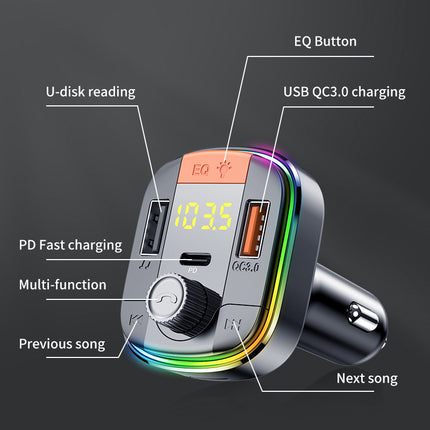 832 Car Mp3 Player Colorful Atmosphere Breathing Light - Hot&General Store