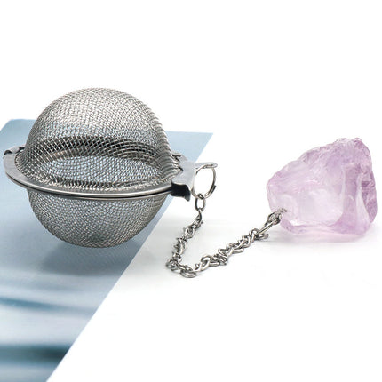 Natural Raw Gemstone Filter Ball Stew Ingredients Ball Stainless Steel Tea Filter Kitchen Gadgets - Hot&General Store