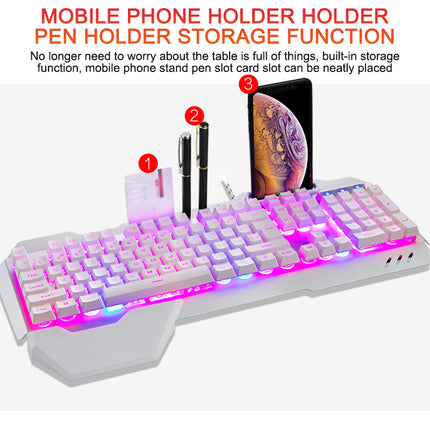 ErgonomicWired Gaming Keyboard with RGB Backlight Phone Holder - Hot&General Store