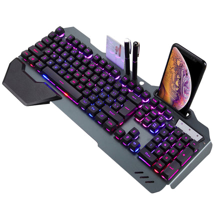 ErgonomicWired Gaming Keyboard with RGB Backlight Phone Holder - Hot&General Store