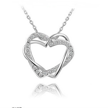 Double Diamond Heart Necklace And Earring Set - Hot&General Store