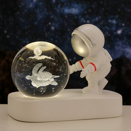 Glowing Planetary Galaxy Astronaut Crystal Ball Night Lights USB Power Warm Bedside Light Brithday Gift Night Lamp - Hot&General Store