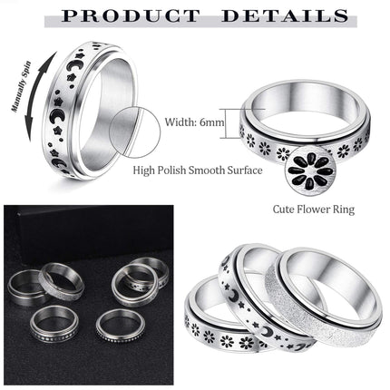 Stainless Steel Rotatable Spinner Ring - Hot&General Store