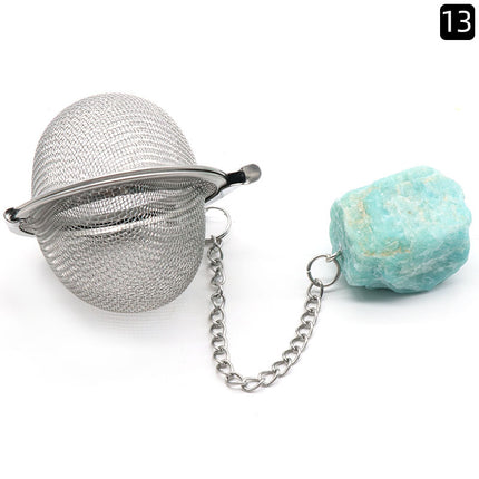 Natural Raw Gemstone Filter Ball Stew Ingredients Ball Stainless Steel Tea Filter Kitchen Gadgets - Hot&General Store