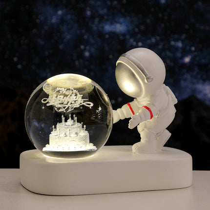 Glowing Planetary Galaxy Astronaut Crystal Ball Night Lights USB Power Warm Bedside Light Brithday Gift Night Lamp - Hot&General Store