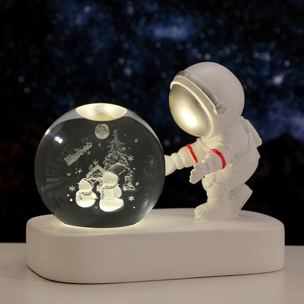 Glowing Planetary Galaxy Astronaut Crystal Ball Night Lights USB Power Warm Bedside Light Brithday Gift Night Lamp - Hot&General Store