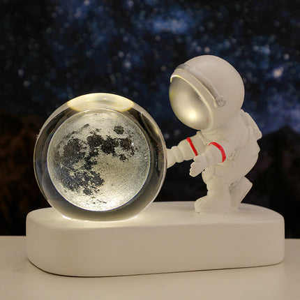 Glowing Planetary Galaxy Astronaut Crystal Ball Night Lights USB Power Warm Bedside Light Brithday Gift Night Lamp - Hot&General Store