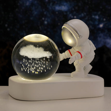 Glowing Planetary Galaxy Astronaut Crystal Ball Night Lights USB Power Warm Bedside Light Brithday Gift Night Lamp - Hot&General Store