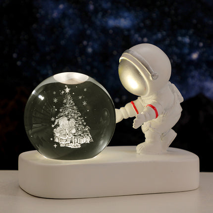 Glowing Planetary Galaxy Astronaut Crystal Ball Night Lights USB Power Warm Bedside Light Brithday Gift Night Lamp - Hot&General Store