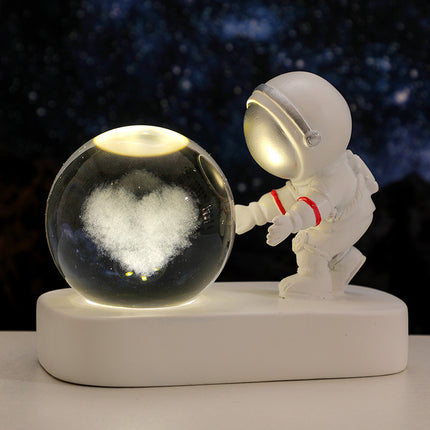 Glowing Planetary Galaxy Astronaut Crystal Ball Night Lights USB Power Warm Bedside Light Brithday Gift Night Lamp - Hot&General Store