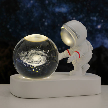 Glowing Planetary Galaxy Astronaut Crystal Ball Night Lights USB Power Warm Bedside Light Brithday Gift Night Lamp - Hot&General Store