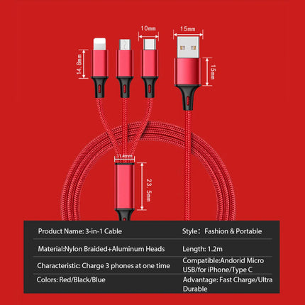 3 In 1 USB Cable For Phones - Hot&General Store